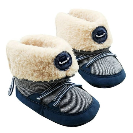 

0-18M Newborn Baby Boys Winter Warm Snow Booties Boots Infants Soft Sole Crib Shoes