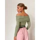 thumbnail image 4 of Wolfeel, camiseta de punto de lana para mujer, corte entallado, manga larga, suéter básico elegante con hombros descubiertos para otoño e invierno, jerséis de calle, 4 of 4