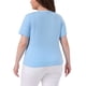 thumbnail image 3 of Agnes Orinda Blusas de Talla Grande para Mujeres con Cuello Cuadrado, Mangas Cortas, con Detalle de Contraste y Nudo, T-Shirts Casuales 4X Azul Cielo, 3 of 6