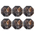 thumbnail image 2 of Pofeuu Wide Eyed Cartoon Cats Print Leather Coasters Set of 6, Round Cups Mugs Mat Pad for Home Kitchen Heat Resistant Drink Coasters,Octagon, 2 of 7