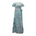 thumbnail image 1 of Vestidos de verano para mujer Ropa Vestido cruzado con estampado floral para viajes de playa y vacaciones Azul, 1 of 8