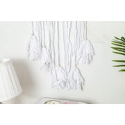 TJ Global Woven Macrame Dream Catcher Large Wall Hanging with Feathers and Tassels, Handmade Dreamcatcher, Boho Decoration Home Decor Ornament Craft Gift, 36 inch x 12 inch (White)