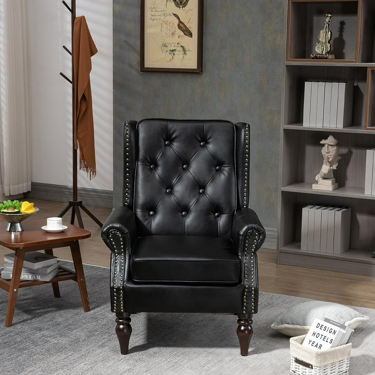 Tabaray Faux Leather Accent Chair, Modern Living Room Chairs