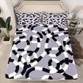 thumbnail image 2 of jejeloiu Geometric Waves Stripes Twin Sheet Sets,Geometric Lines Aesthetic Twin Fitted Sheet,Rgray White Black Flat Sheet For Girls Microfiber Bedroom Decor,3pcs, 2 of 7