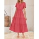 thumbnail image 2 of Vestido midi ZESICA casual de verano de manga corta con cuello en V para mujer, 2 of 9