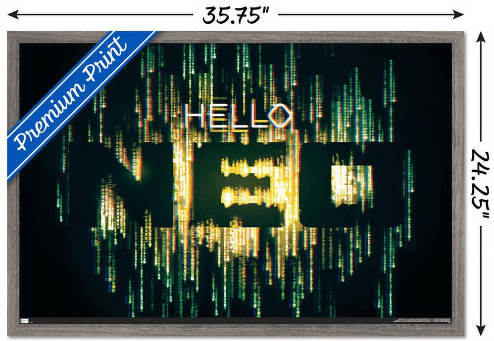 The Matrix: Resurrections - Hello Neo Wall Poster, 22.375" x 34", Framed