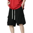 thumbnail image 4 of Amvlyk Cargo Shorts for Men Drawstring Elastic Waist Knee Length Running Shorts Zipper Multipocket Lightweight Casual Athletic Shorts Classic Outdoor Hiking Shorts for Gym Camping Fishing Travel, 4 of 10