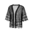 thumbnail image 5 of Blotona Women's Open Front Shrug Short Lace Patchwork Sleeve Solid Color Sheer Bolero Cover Up, 5 of 9