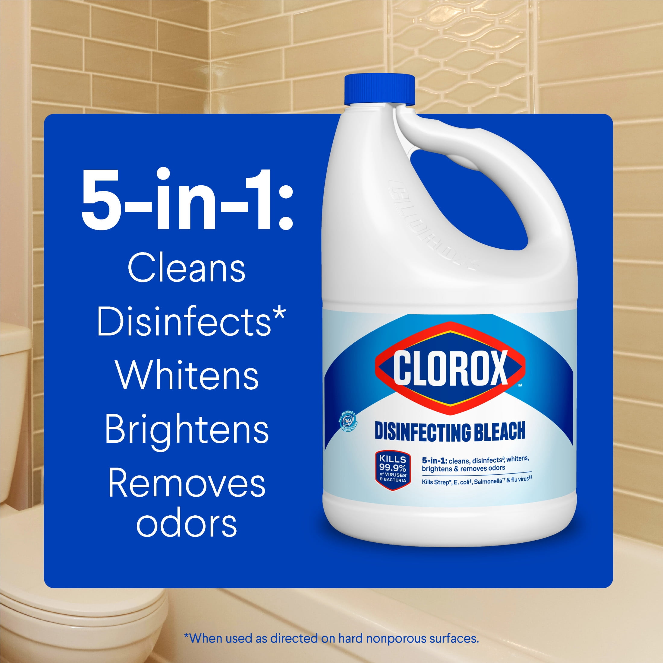 (2 pack) Clorox Disinfecting Liquid Bleach Cleaner, Regular Scent, 121 fl oz