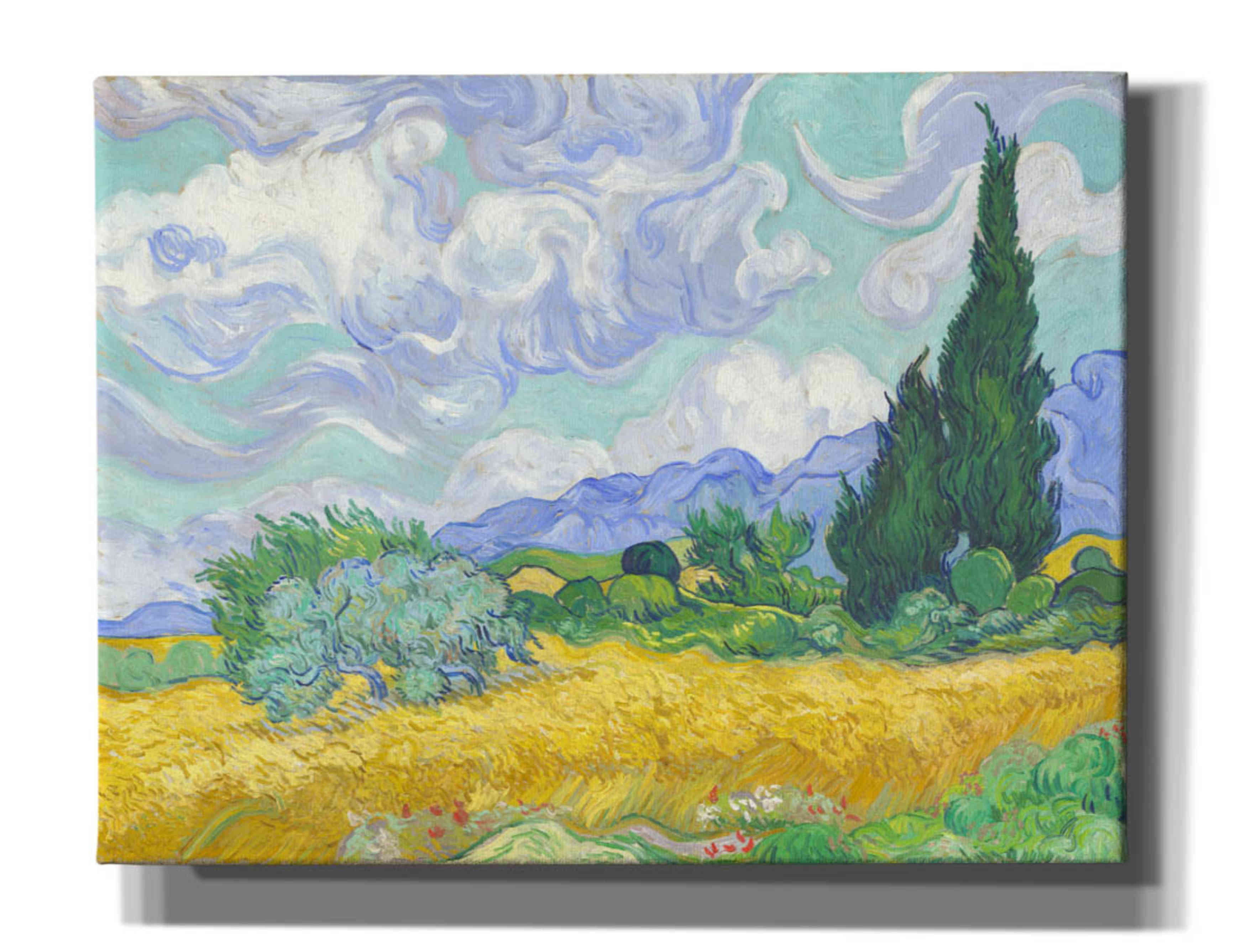 Green Wheat Field with Cypress  20"x26"  Canvas Art Print Vincent Van Gogh 