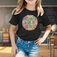 thumbnail image 2 of Chemises pour Tout-Petits, T-Shirt Graphique à Manches Courtes et Col Rond pour la Rentrée Scolaire, Hauts Décontractés pour Filles, T-Shirts Noirs 6 Ans-7 Ans, 2 of 4