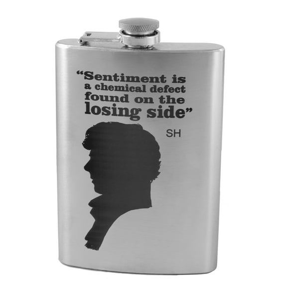 8oz Sentiment is a Defect Flask Laser Engraved