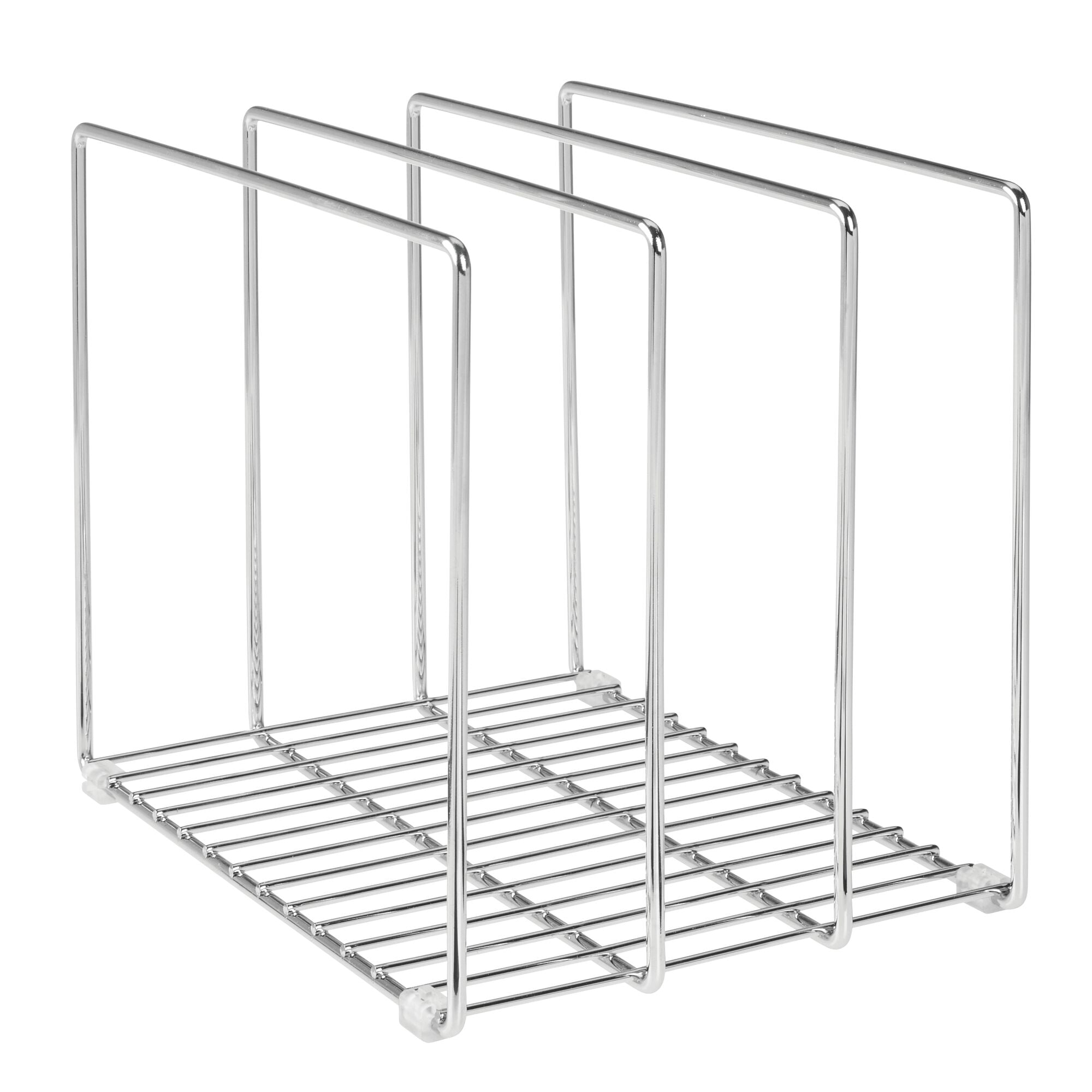 mDesign Steel Storage Tray Organizer Rack for Kitchen Cabinet - 2 Pack - Chrome