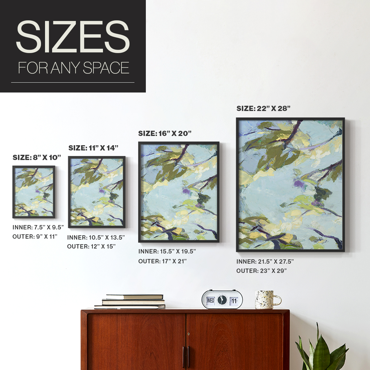 Aqua Sky Framed Print in Black Solid Wood Framed Print No Nail Hanging