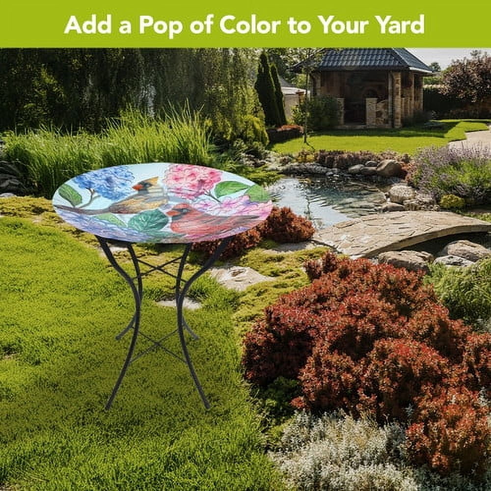 Briarwood Lane Perched Cardinals Glass Birdbath
