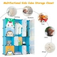 thumbnail image 6 of SYTHERS Cartoon Clothes Closet, Kids Wardrobe, Portable Cartoon DIY Modular Storage Organizer, Sturdy and Safe for Children, 12 Cubes & 2 Hanging Sections, Blue, 6 of 8