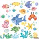 thumbnail image 1 of Un conjunto de pegatinas de pared del mundo bajo el mar, peces, calcomanías de pared, decoración de pared, pegatina extraíble para sala de estar, baño, habitación de niños, 1 of 5