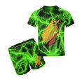 thumbnail image 1 of Prestonplayz Boys 2-Piece Swimsuit Set, Short Sleeve Rash Guard & Swim Trunks, 1 of 7