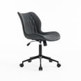 thumbnail image 3 of YOUNIKE Armless Office Chair, Faux Leather Desk Chair with Wheels, Upholstered Task Chair, High Back Swivel Rolling Chair, Height Adjustable, Black, 3 of 14