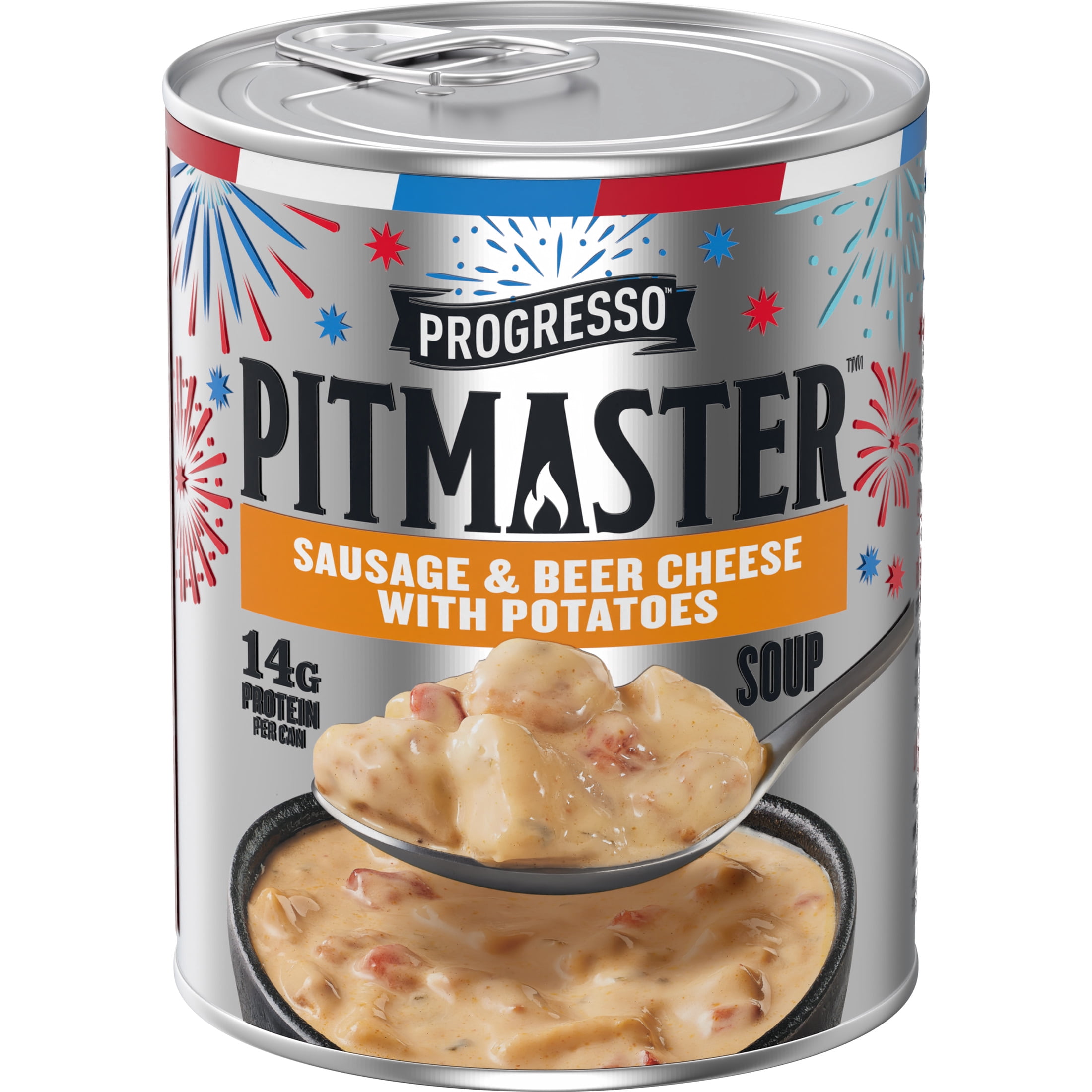 (12 pack) Progresso Pitmaster, Sausage and Beer Cheese with Potatoes, Canned Soup, 18 oz