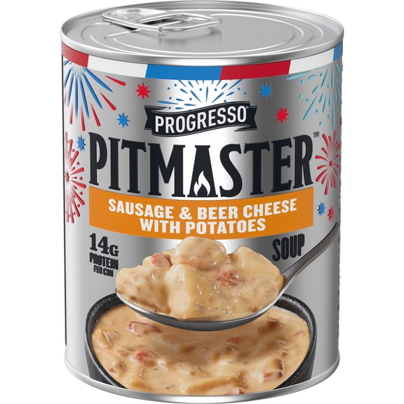 Progresso Pitmaster, Sausage and Beer Cheese with Potatoes, Canned Soup, 18 oz