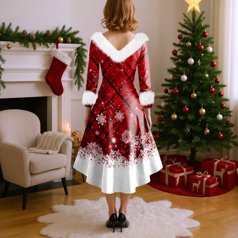 strapless open back dress Buttons Front High Waist Pink Plaid Dress Christmas Evening Party Wear –  FashionLoveHunter main image 1