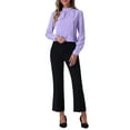 thumbnail image 2 of INSPIRE CHIC Women's Elegant Stand Collar Work Office Long Sleeve Blouse Shirts, 2 of 5
