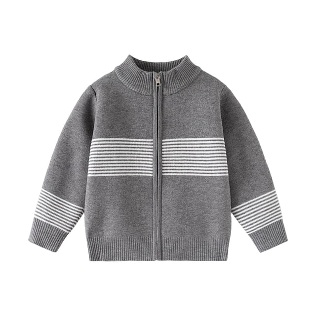 GigrtiJin Veste en Coton Tricotée pour Bébé de 1 à 8 Ans, à Rayures, Col Rond, Manches Longues, Fermeture Éclair, Sport pour Nourrisson