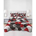 thumbnail image 2 of Quilts Twin-XL Size Bedding Set, Red Grey Abstract Lightweight Quilted Comforter, Modern Geometric Ombre Artwork Soft Reversible Bedspread Coverlet with Pillow Covers for All Season, 68" x 98", 2 of 7