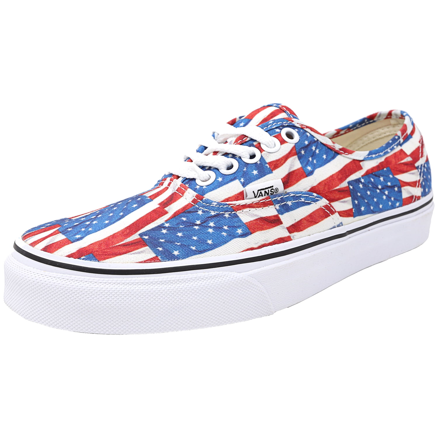 Vans Authentic Free Flag Red / True White Ankle-High Canvas Fashion ...