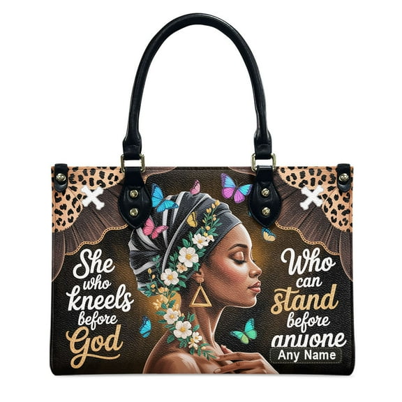 She Who Kneels Before God Can Stand Before Anyone Leather Bag,Personalized Leatherbag, God Leather handbag, Mother’s Day Gift for Women, Church Bags for Women, Bible Bag, Purses For Moms yrvlii