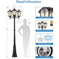thumbnail image 4 of VIANIS 3-Head Outdoor Lamp Post Light Fixture, Black Outdoor Light Dusk Dawn Sensor for Lamp Post, Waterproof Anti-Rust Aluminum Housing with Tempered Glass, Street Light for Garden, Patio, Driveway, 4 of 8