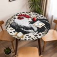 thumbnail image 5 of White Black Rooster Flowers Elastic Fitted Round Table Cover Retro Style Waterproof Outdoor Tablecloth for Holiday Party, Picnic, Patio & Dining Fits Tables Up to 45"-54", 5 of 8