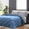 thumbnail image 2 of D.N.G. BEDDINGS 3 Piece Luxury Reversible Diamond Pattern Comforter Set Premium Super Soft, All Season 800 TC, 100% Egyptian Cotton Super King Size Medium Blue-Silver Color, 2 of 7
