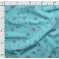 thumbnail image 2 of Soimoi Floral Printed, Cotton Satin Spandex, Sewing Fabric by The Yard 54 Inch Wide, Decorative Fabric for Dresses and Home Accents, Turquoise Blue & Pink, 2 of 5