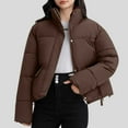 thumbnail image 2 of Kmdttou Womens Winter Coats Puffer Jacket Womens Solid Color Fshion Pocket Hodded Keep Warm Coat, 2 of 5