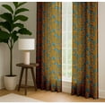 thumbnail image 4 of Vargottam 84 Inch Rod Pocket/Back Tab Cotton Curtains for Windows and Doors - Light Filtering Cotton - Light Filtering Drapes For Doors - Set of 2 Panels, 52"x84" - Floral Motif Print (Yellow), 4 of 8
