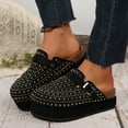 thumbnail image 2 of Dakaela Women's Suede Clogs Cork Footbed Sandals Comfort Platform Mules Rhinestone Slip on Slippers, 2 of 7