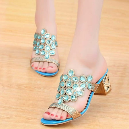

Egmy Women Summer Flip Flops High Heel Sandals Girls Rhinestone Shoes