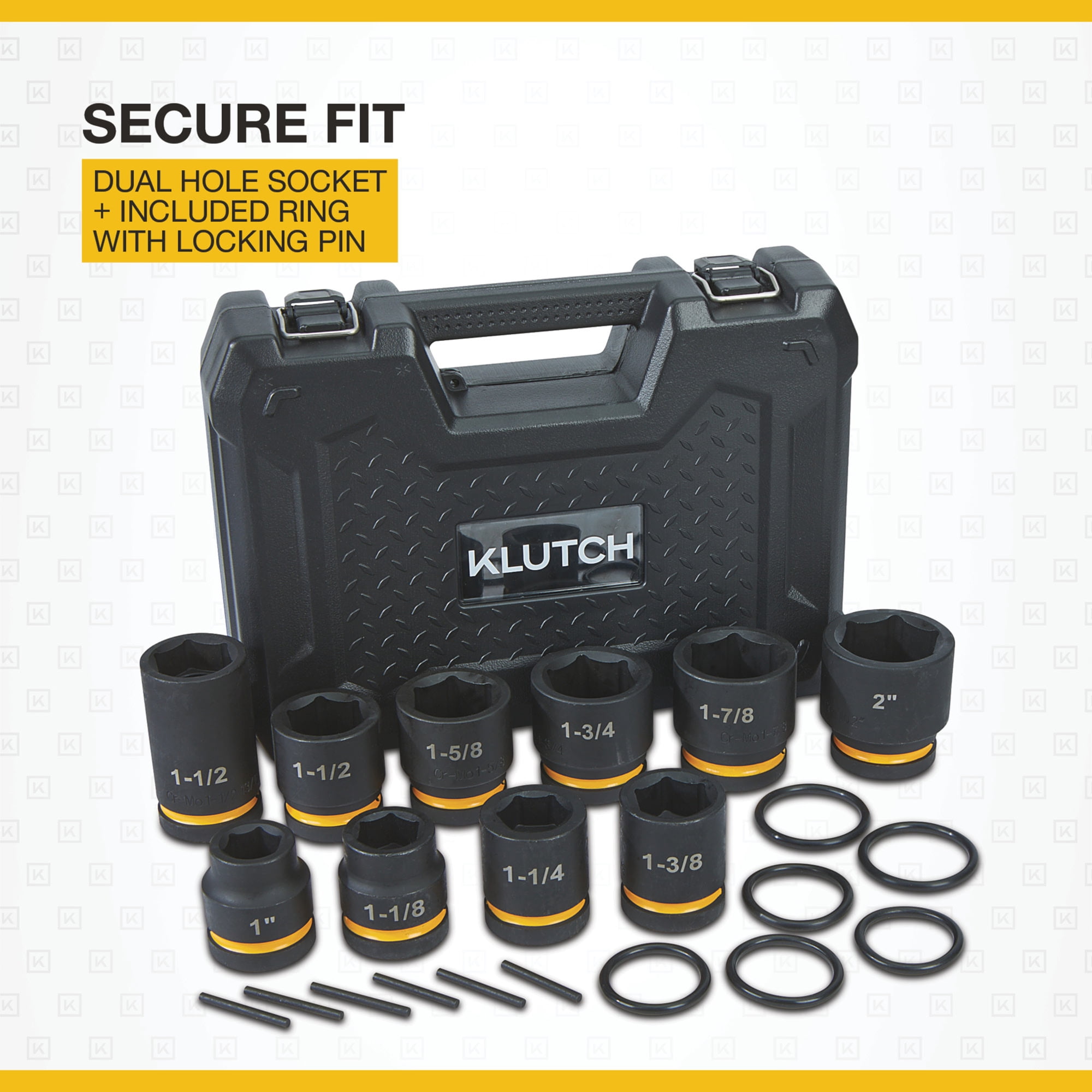 Klutch 1in. drive Impact Socket Set, Budd Wheel, SAE, Chrome Molybdenum, 10 Pcs.