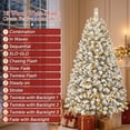 thumbnail image 6 of Lolsea 7ft Prelit Snow Flocked Artificial Holiday Christmas Tree w/ Warm White Lights, Foldable Stand, Full Snow Branch Tips, 6 of 11