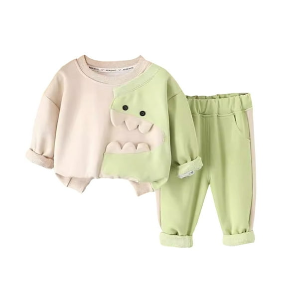 GYRATEDREAM Toddler Baby Boy Girl Halloween Outfit Dinosaur Long Sleeve Sweatshirt and Pants Set Infant Fall Outfits for 110CM Green