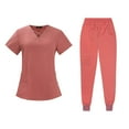 thumbnail image 2 of Conjunto de enfermería para mujer, uniforme de enfermera, camiseta y pantalones finos de manga corta SG, 2 of 5