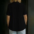thumbnail image 6 of VJGBEGW Womens Cotton Linen Shirts Collared Button Down Blouses Casual Empire Waist Peplum Tops Short Sleeve Lightweight Summer Tunic Shirts Black L, 6 of 8