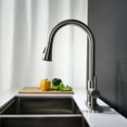 thumbnail image 4 of Robinet de Cuisine avec Pulvérisateur Rétractable Tête de Pulvérisation Trou Unique 3 Trous avec Plaque Noir Mat/or/nickel Brossé Inox, 4 of 10