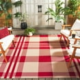 thumbnail image 2 of SAFAVIEH Courtyard Benjamin Plaid Indoor/Outdoor Area Rug, Red/Bone, 7'10" x 7'10" Square, 2 of 17