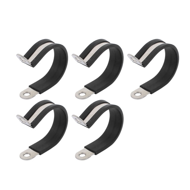 Unique Bargains 5Pcs 15mm Dia Revêtement en Caoutchouc R en Forme de Tube en Acier Inoxydable Clips Pince Câble