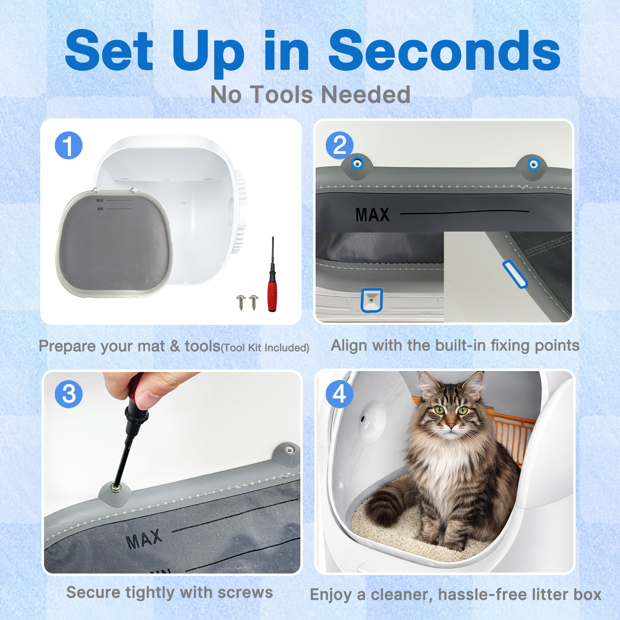 Aoruefar Replacement Cat Litter Pad for Automatic Litter Box, Waterproof Leakproof Litter Mat, Easy-Clean Non-Slip Liner