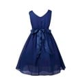 thumbnail image 3 of ZDHoor Kids V-Neck Princess Flower Girl Dress Bridesmaid Wedding Birthday Party Pageant Ball Gown Navy Blue 6, 3 of 6