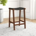 thumbnail image 4 of Phuket Mid Century Modern Saddle Genuine Leather Counter Stool in Black, 4 of 6